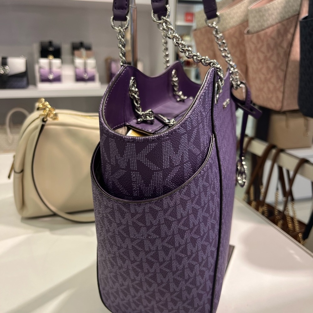Michael Kors Dark Purple Shoulder Chain Tote - Picture 5 of 6
